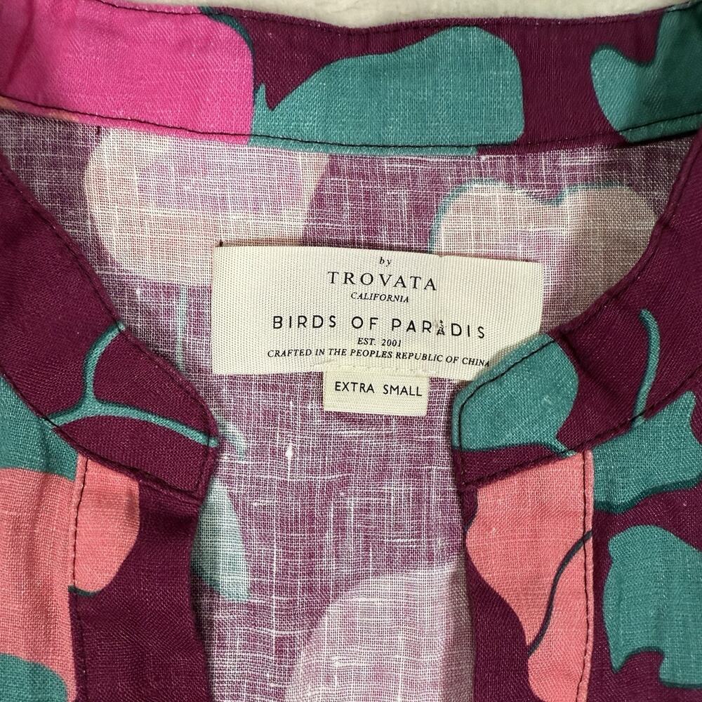 NWT Trovata Birds Of Paradis Lucca Linen Mini Shirt Dress Women’s Size XS - Picture 6 of 10